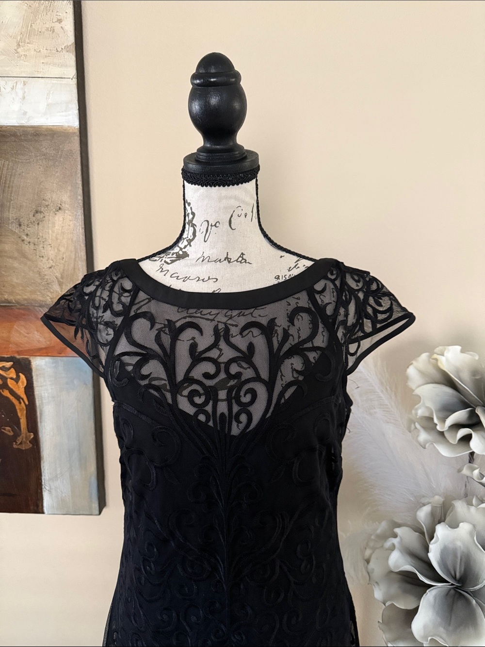 GUESS Black Lace & Ruffle Mini Dress - Picture 3 of 5
